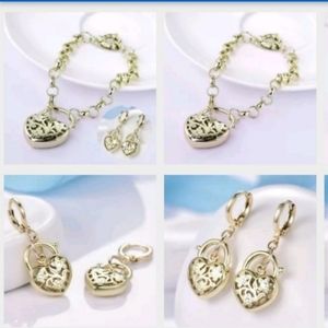 18k Gold Filled Heart Lock Chic BraceletesGold Fi